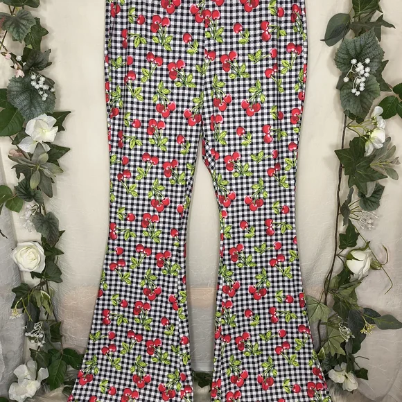Cherry Print Flared Pants - Picture 2 of 8